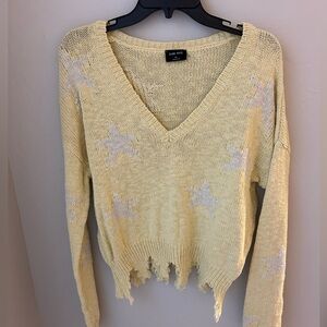 yellow star cropped sweater